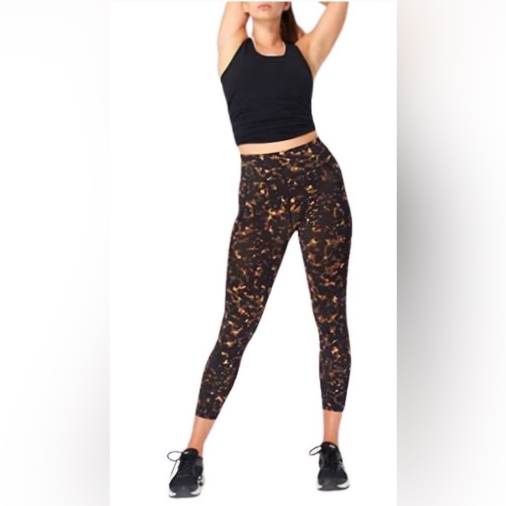 Sweaty Betty Black and Orange Patterned Leggings